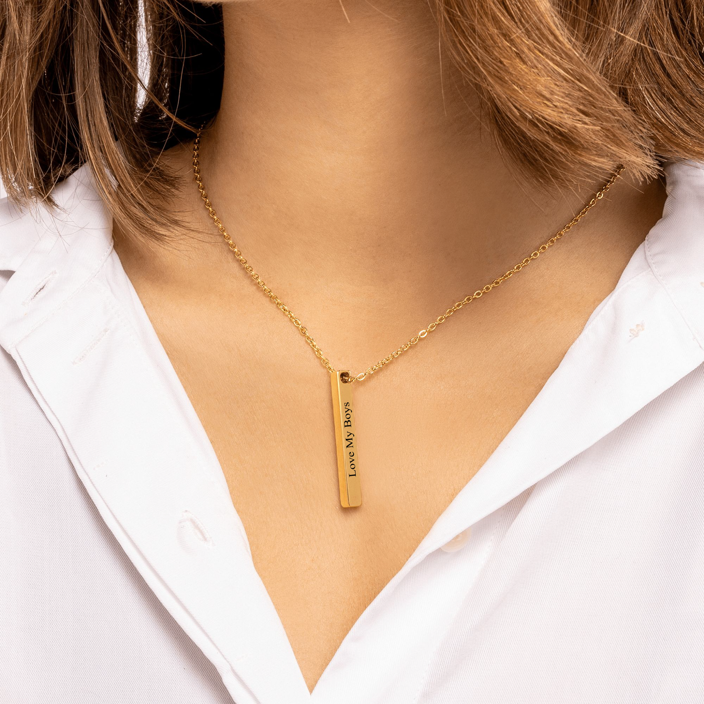 3D Bar Necklace - Fine Link v2