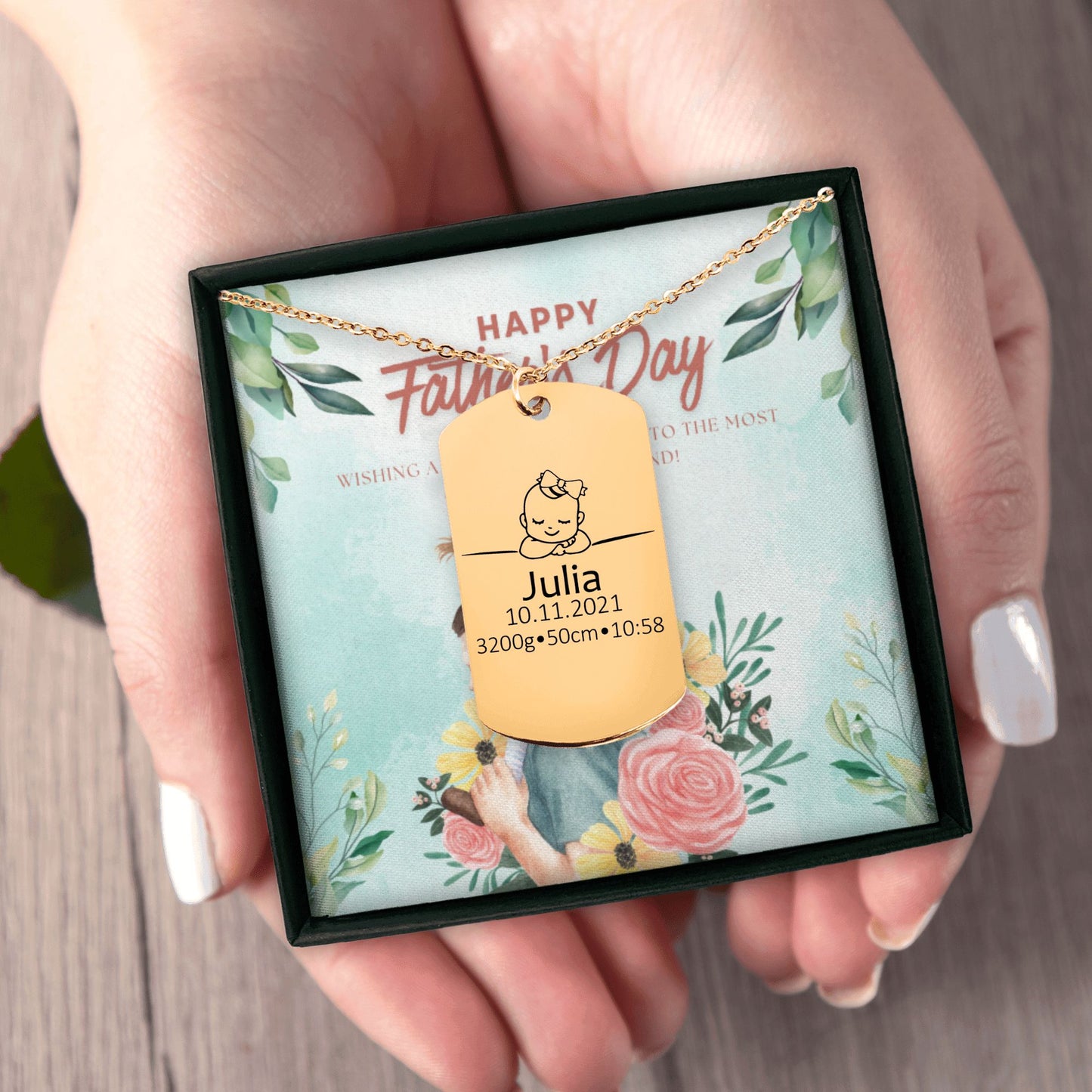 Birth Details Tag Gift with Custom Message Card +