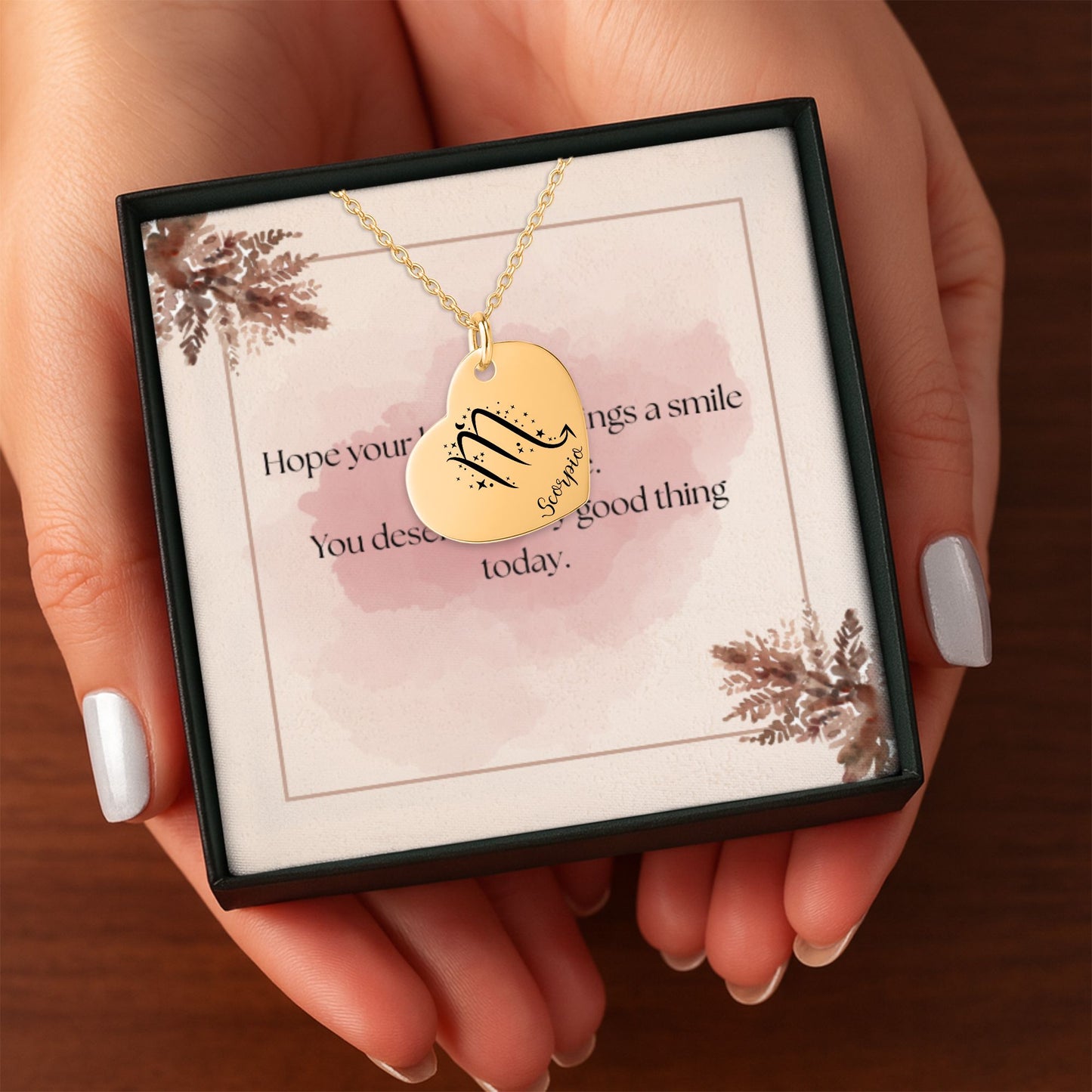 Zodiac Signs Heart Necklace Gift with Custom Message Card +