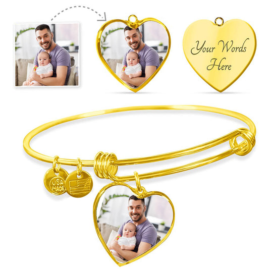 Luxury Heart Bangle Photo Upload