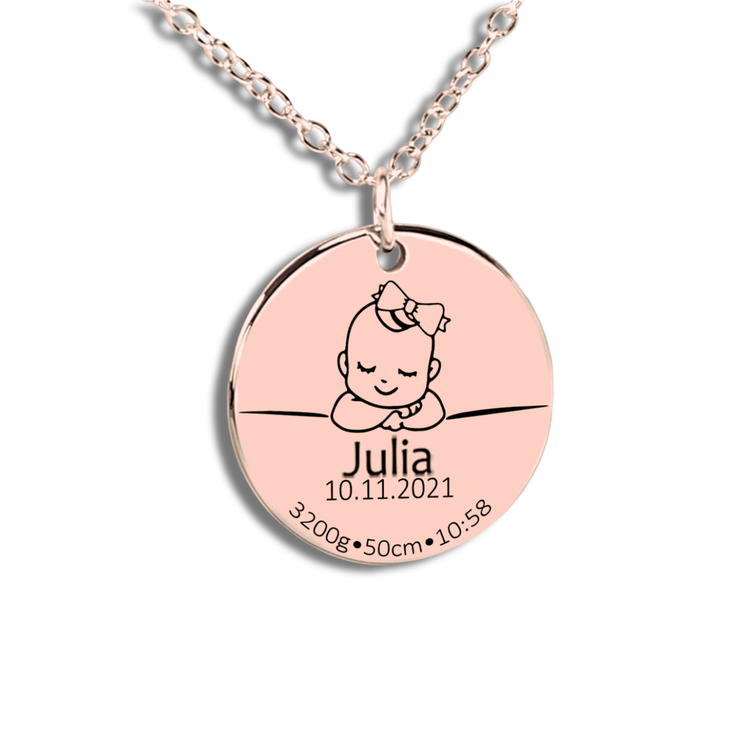 Baby Birth Details Necklace Gift with Custom Message Card