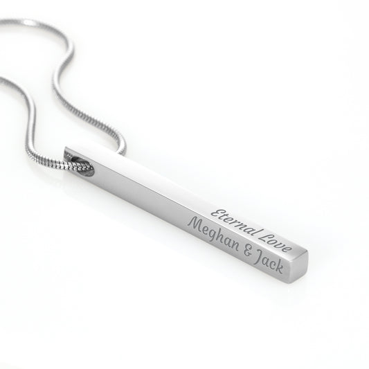 Engraved 4-Sided Bar Necklace