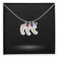 Baby Foot Name with Birthstone Necklace and Personal Message Card +