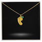 Baby Foot Name with Birthstone Necklace and Personal Message Card +