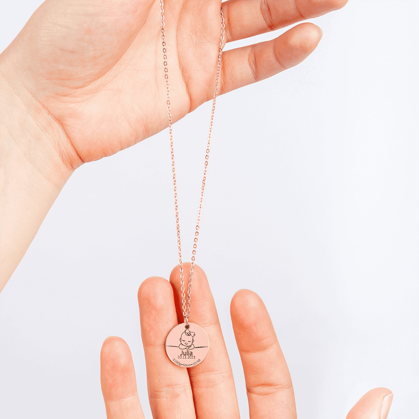 Baby Birth Details Necklace Gift with Custom Message Card
