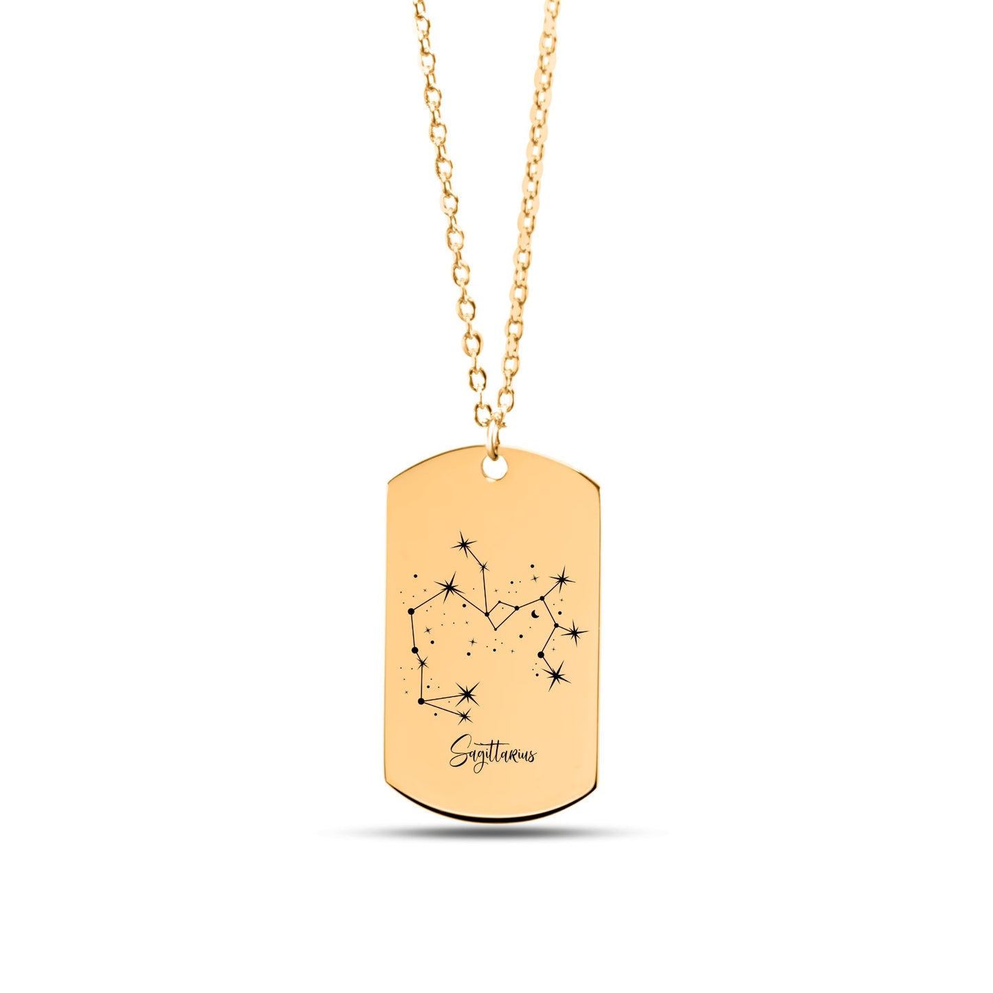 Constellation Zodiac Sign Tag Necklace Gift with Custom Message Card  +