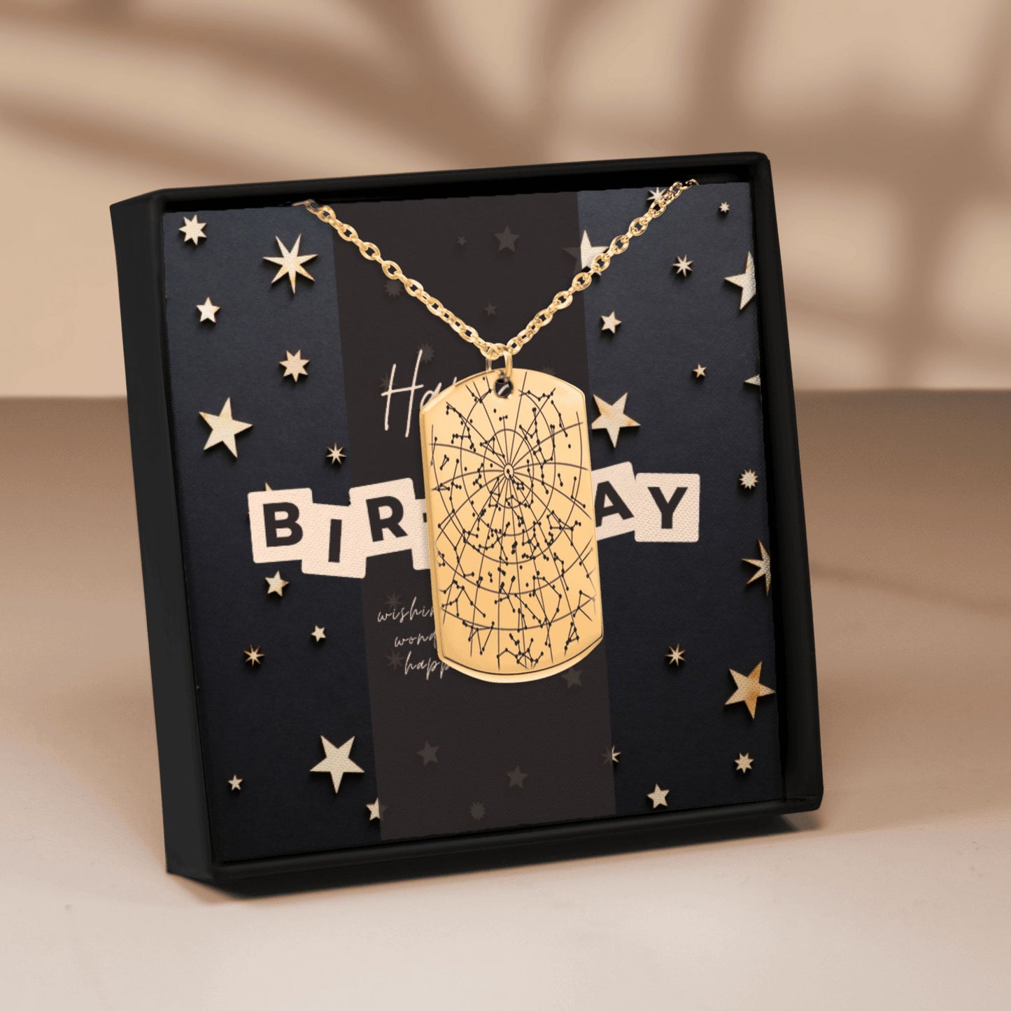 Star Map Tag Necklace  +