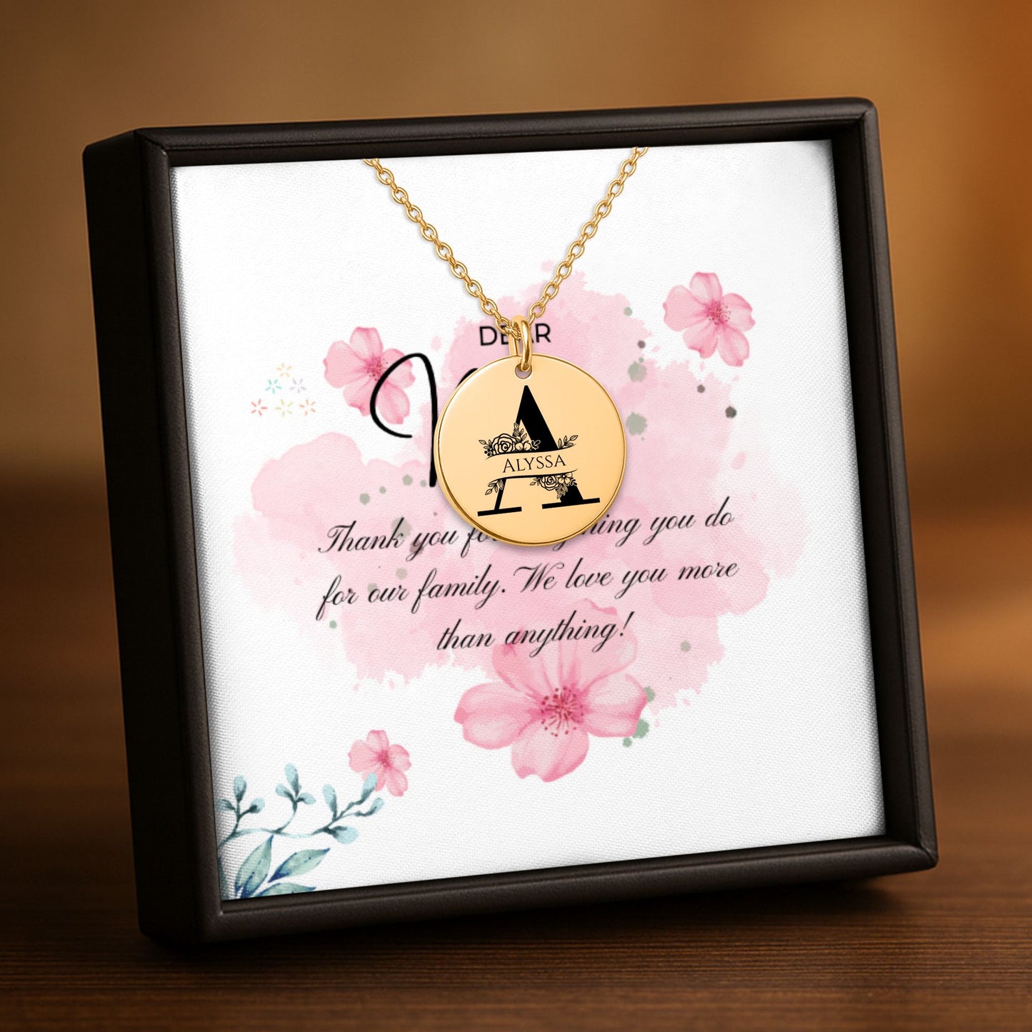 Personalized Initial Engraving Coin Necklace  +