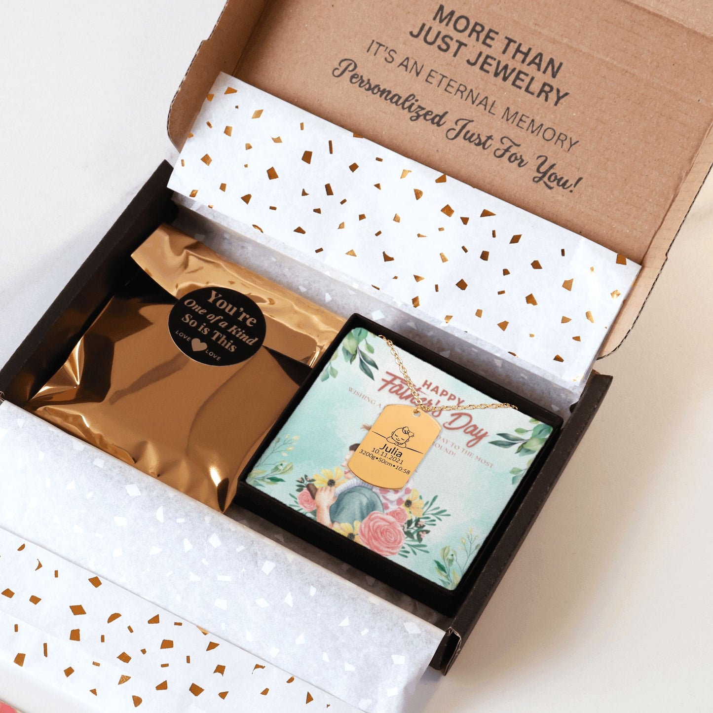 Birth Details Tag Gift with Custom Message Card  +