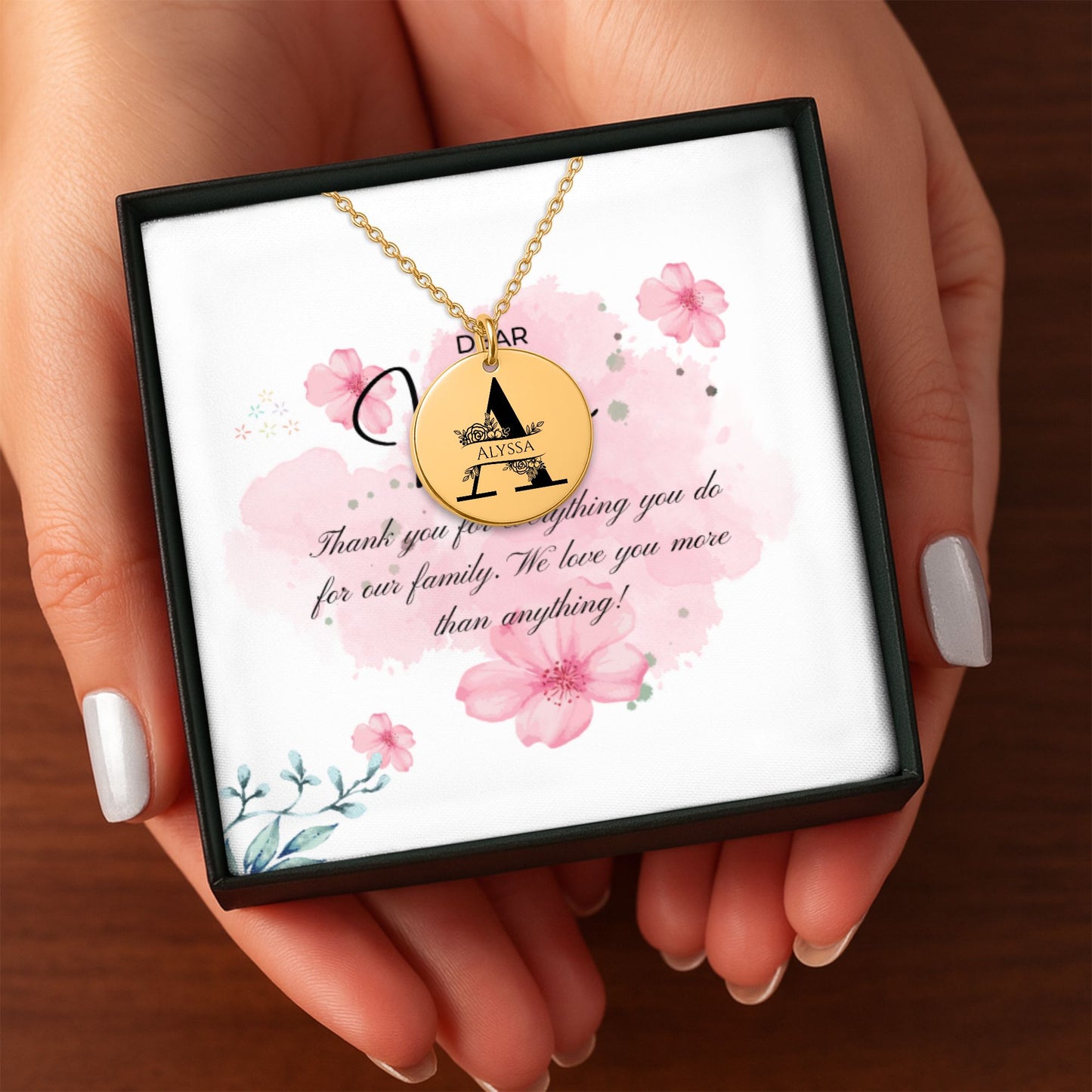 Personalized Initial Engraving Coin Necklace  +