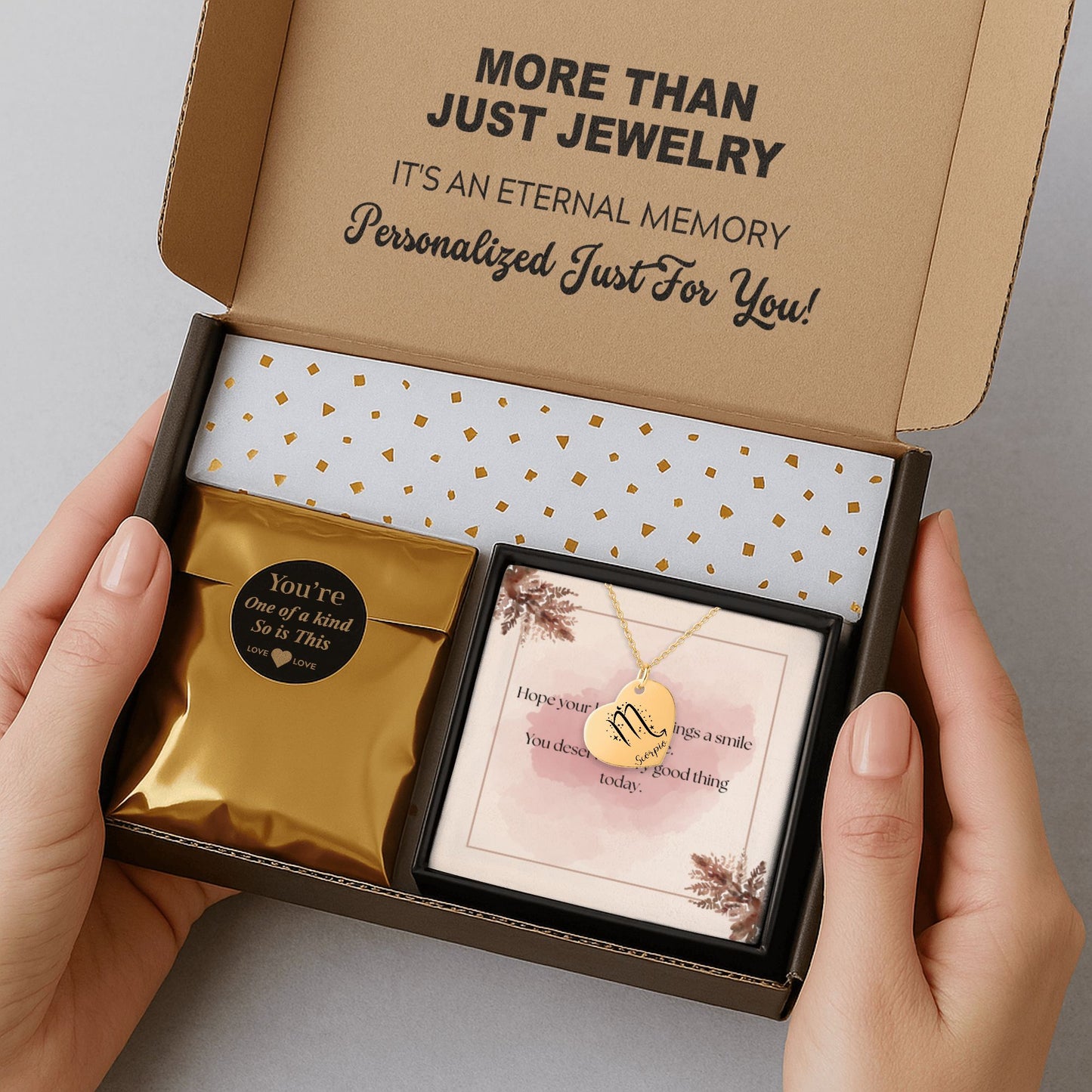 Zodiac Signs Heart Necklace Gift with Custom Message Card  +