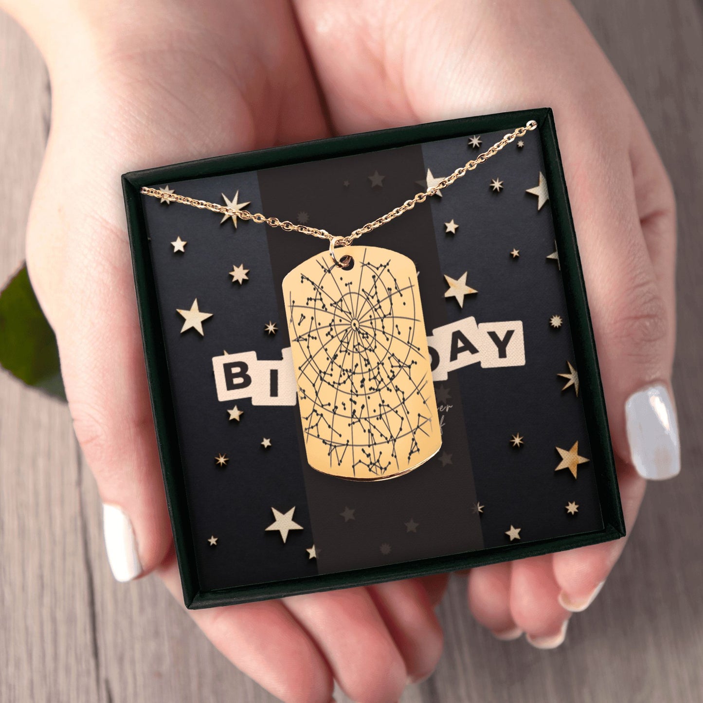 Star Map Tag Necklace  +