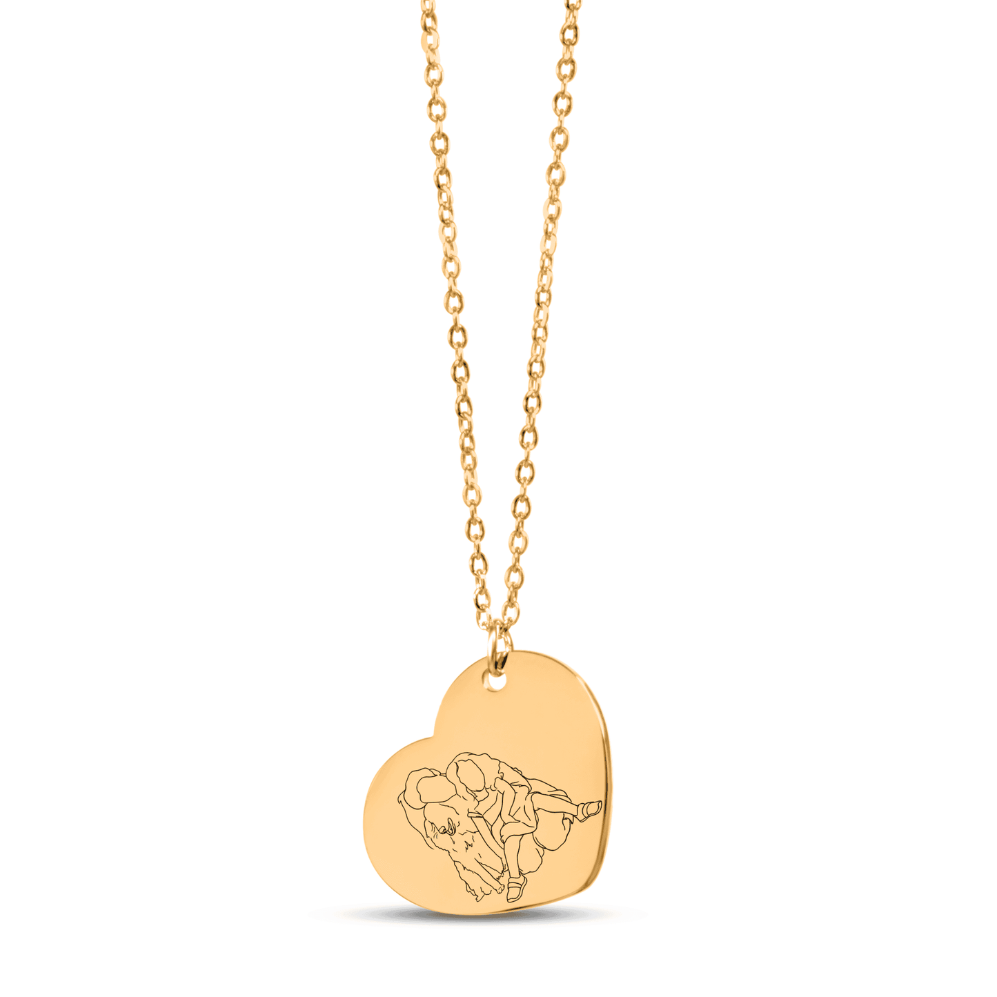 Line Art Portrait Heart Necklace  +