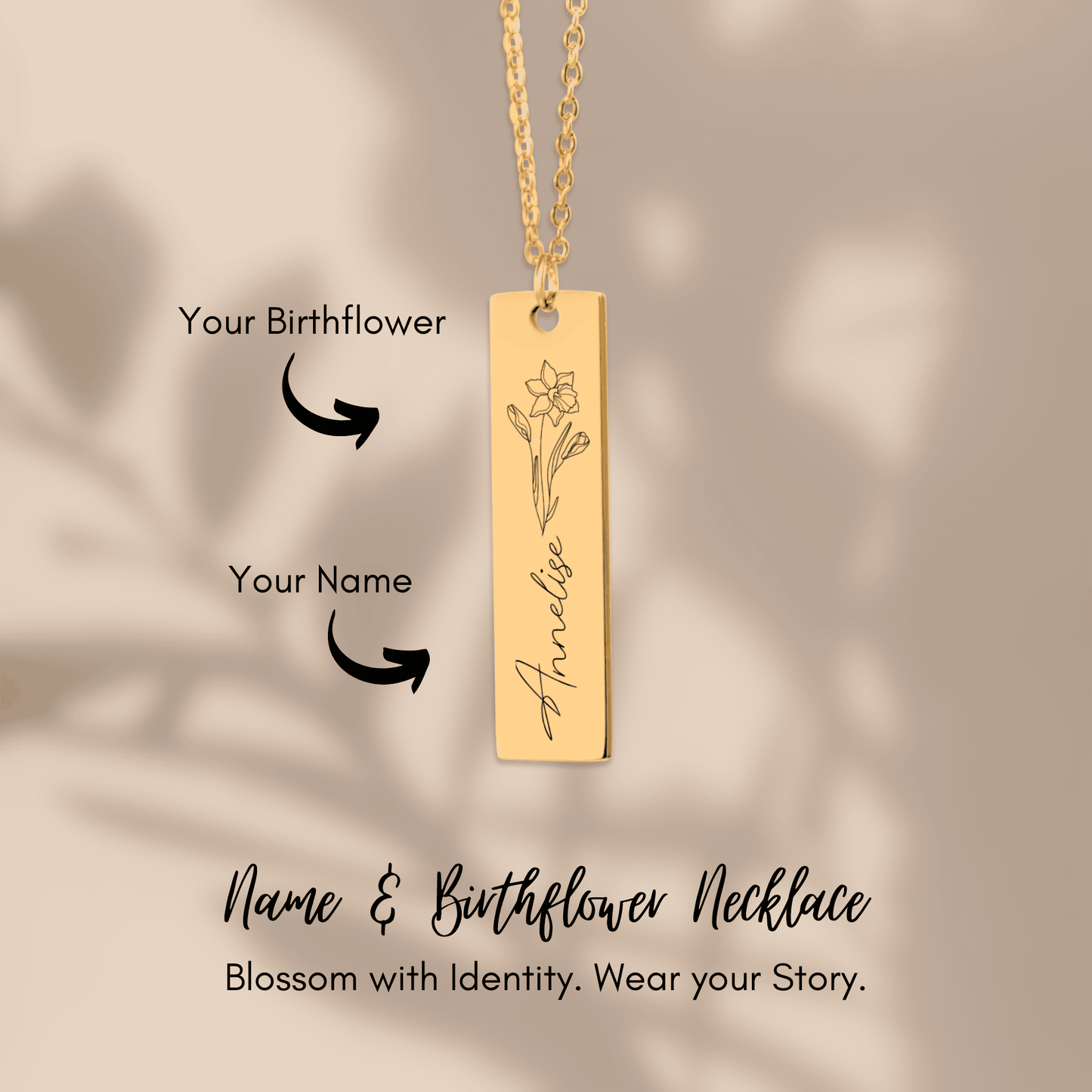 Name & Birthflower Necklace  +